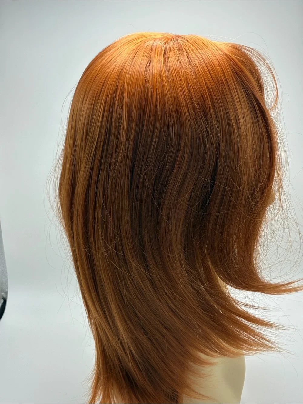 Synthetic Women's Long Layered Wig with Fringe - Copper Red